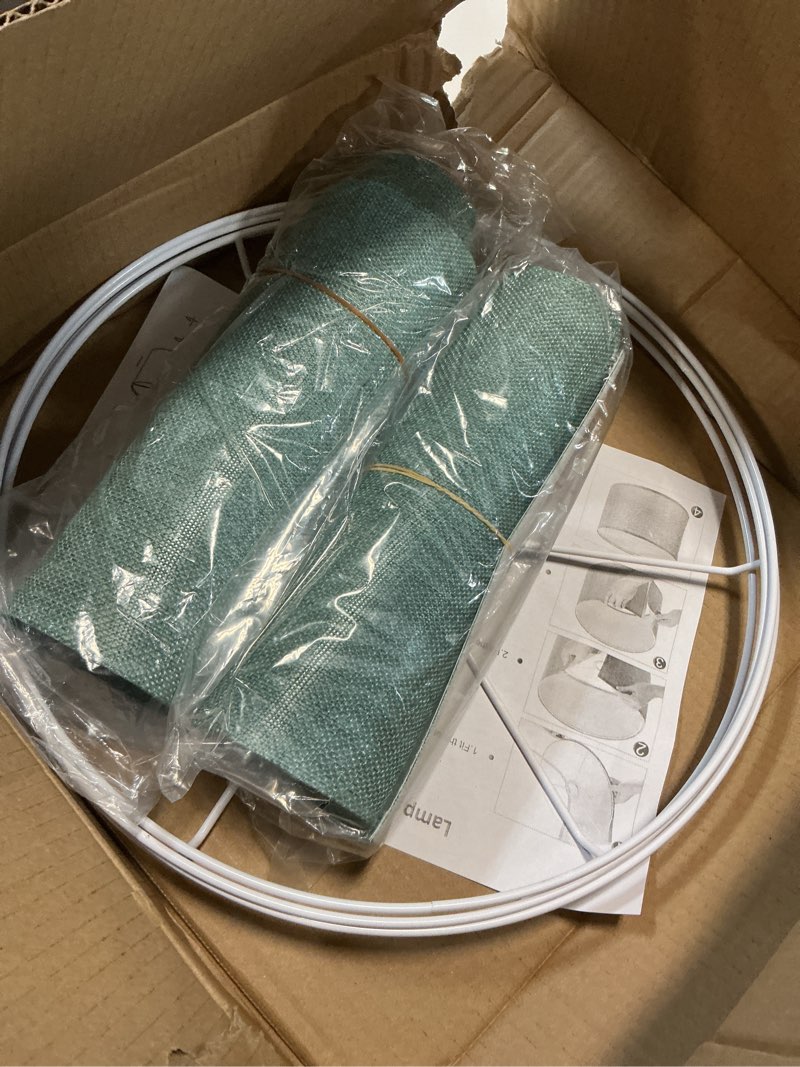 Condition photo showing Good Condition for patikil drum lamp shades set of 2, 13"x13"x9" linen round lamp shade for table lamps easy assembly lampshade for table lamps floor lamps bedside, blue 2 blue