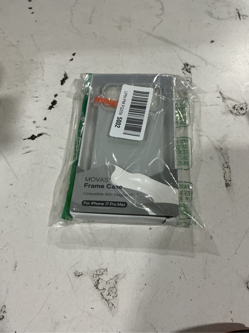 Condition photo showing New/Like New for moft movas frame case for iphone 17 pro max, 0.75mm (0.03 in) ultra-thin, soft-touch vegan leather, tpu corner protection, magsafe compatible?misty cove + cement? iphone 17 pro max misty cove + cement