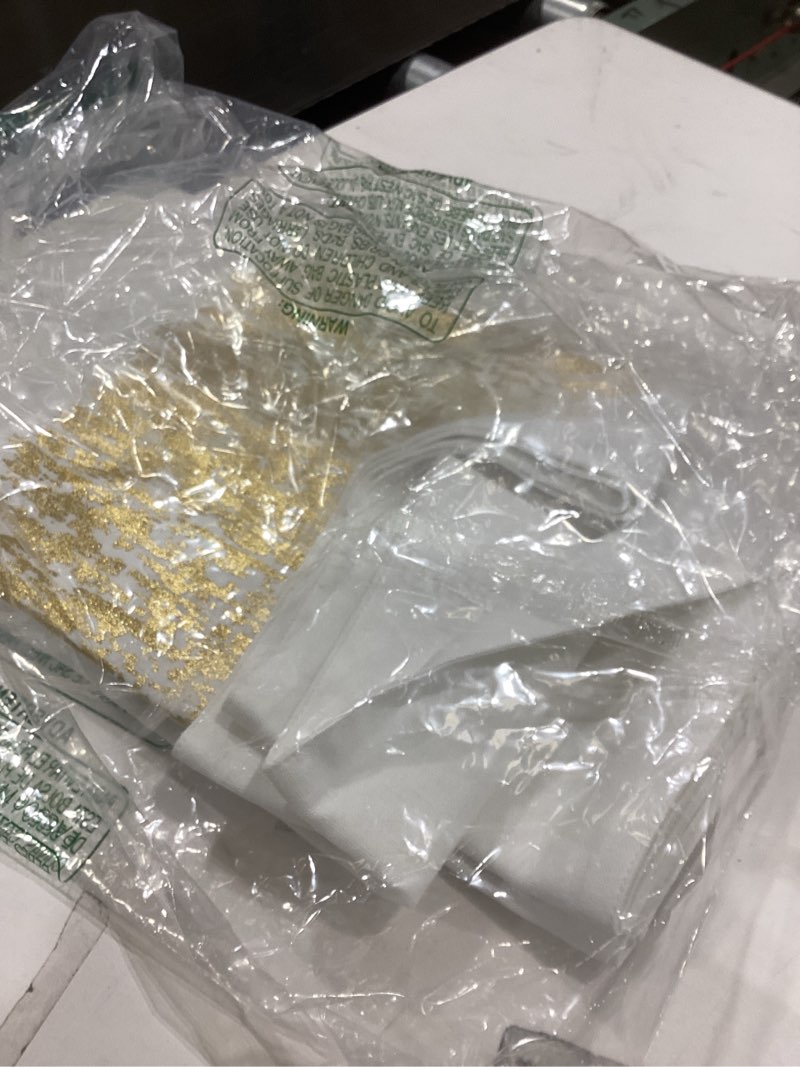 Condition photo showing As Is for SARO LIFESTYLE Agatha Collection Metallic Banded Design Cotton Table Runner, 16" x 120", Gold Gold 16" x 120"