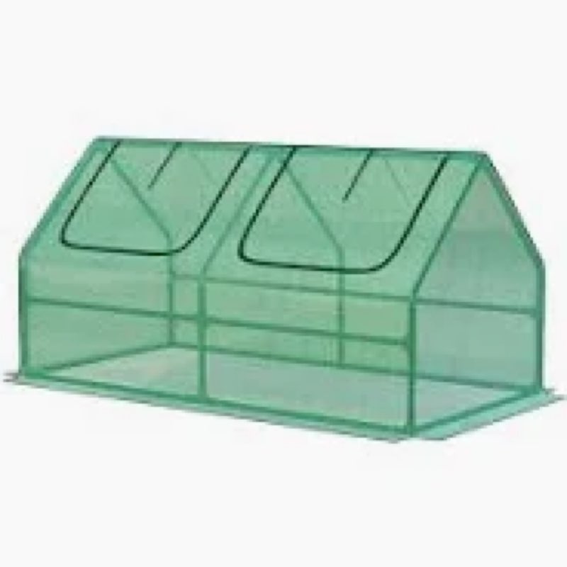 Aoodor 4 x 2 x 2 ft Mini Greenhouse with 2 Zipper Doors, Water Resistant, UV Protected for Flowers, 
