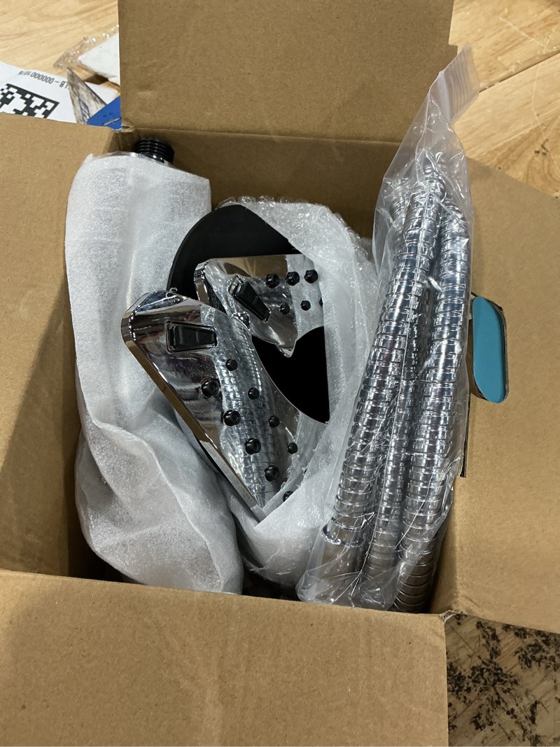 Condition photo showing As Is for shower head with handheld high (chrome)