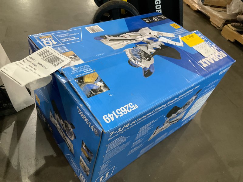 Condition photo showing As Is for kobalt compact 7-1/4-in 10-amp single bevel sliding compound corded miter saw