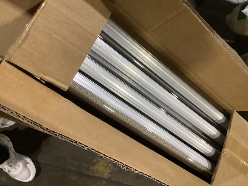 Condition photo showing As Is for onlylux 8ft led bulbs, 8 foot led shop light bulb 72w 6000k 10000lm, super bright,t8 t10 t12 v shape fa8 lights, clear cover, f96t12 bulbs to replace fluorescent light bulbs(pack of 12)