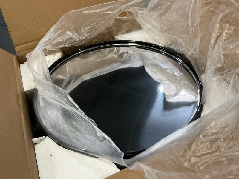 Condition photo showing As Is for bathroom trash can with lid 2.6 gallon stainless steel trashcans automatic bathroom garbage can for bedroom, kitchen, office black 1pack