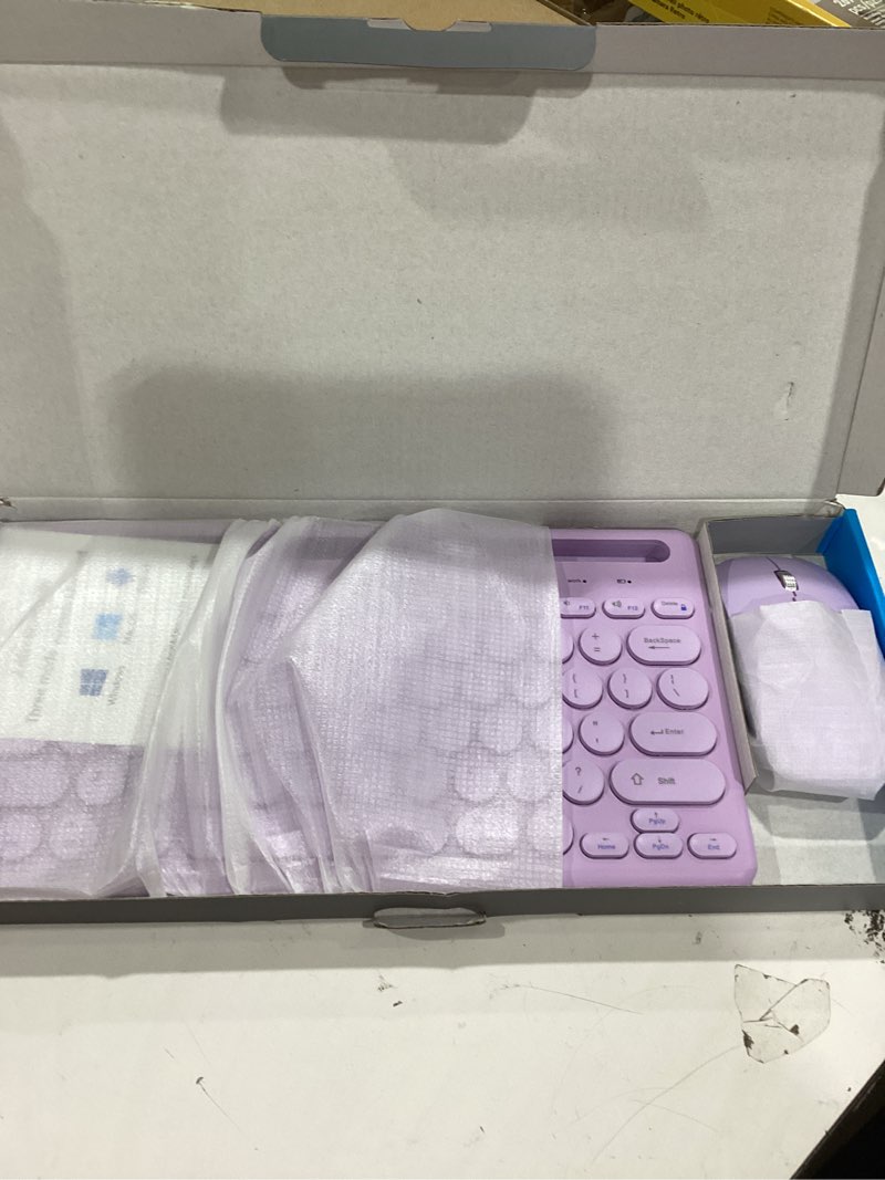Condition photo showing Good Condition for wireless keyboard and mouse combo with phone tablet holder, rechargeable dual-mode (bluetooth 5.0 and 3.0 +2.4g) multi-device silent mouse for windows, ipad, tablet, macos,ios,android (purple)