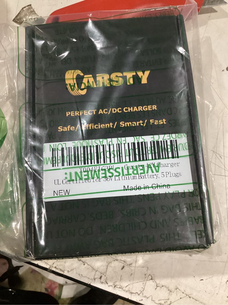 Condition photo showing Good Condition for carsty 42v electric scooter & hoverboard charger for gotrax, jetson, segway, ninebot, swagtron | ul certified with 5-in-1 universal plug set