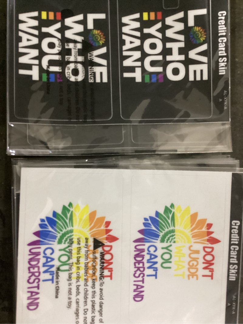 18 packs of assorted Pride credit card skins