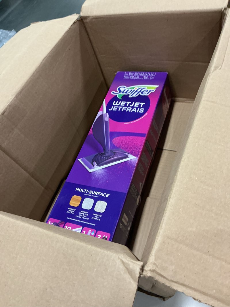 Condition photo showing Good Condition for Swiffer WetJet Hardwood and Floor Spray Mop Cleaner Starter Kit, Includes: 1 Power Mop, 10 Pads, Cle