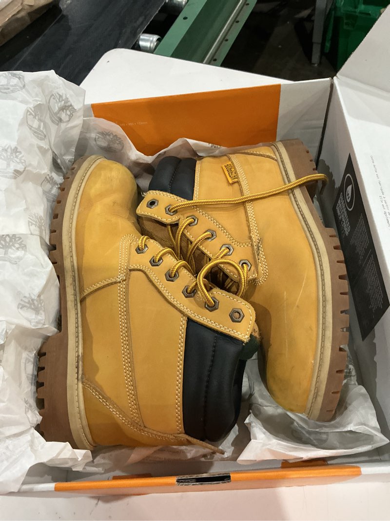 Condition photo showing As Is for timberland men's premium 6 inch waterproof boot wheat nubuck v1 8.5