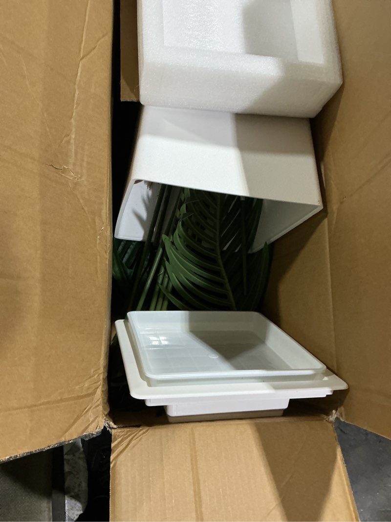 Condition photo showing Good Condition for 6ft artificial palm tree, tall faux palm tree indoor with fake plants tall, artificial plants with lifelike leaves for home office decor (white) white-6ft