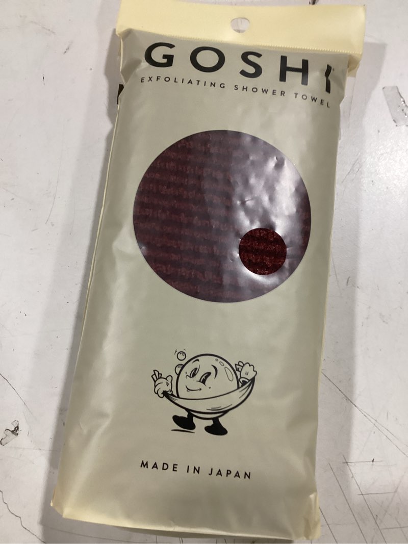 Condition photo showing New/Like New for GOSHI Exfoliating Shower Towel - Rip-Resistant Exfoliating Washcloth for All Skin Types - Brick Red - Made in Japan