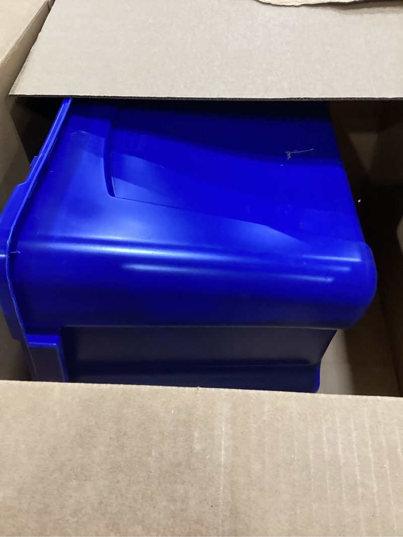 Condition photo showing Good Condition for Rubbermaid Commercial Products, Recycling Bin/Box, Stackable, 14 GAL, Blue, for Indoors/Outdoors/Garages/Homes/Commercial Facilities