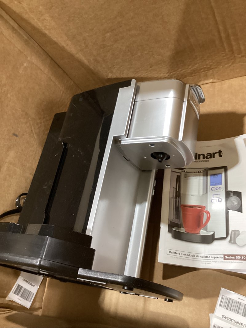 Condition photo showing New/Like New for Cuisinart Coffee Maker, Single Serve 72-Ounce Reservoir Pod Coffee Machine, Programmable Brewing & Hot Water Dispenser, 3 Cup-Size Settings, Stainless Steel, SS-10P1, Silver