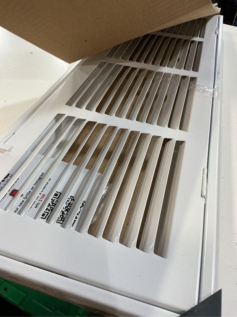 Condition photo showing Good Condition for handua 24\"w x 6\"h [duct opening size] steel return air grille (hd series) vent cover grill for sidewall and ceiling, white | outer dimensions: 25.75\"w x 7.75\"h for 24x6 duct opening