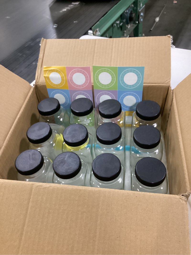 Condition photo showing Good Condition for 12 pack 8 oz Glass Juice Bottles with Lids, Reusable Glass Water Bottles, 250 ml Juice Containers Drinking Jars with Brush, Drink Jars for Milk, Juicing, Kombucha, Ginger 8oz-12pack