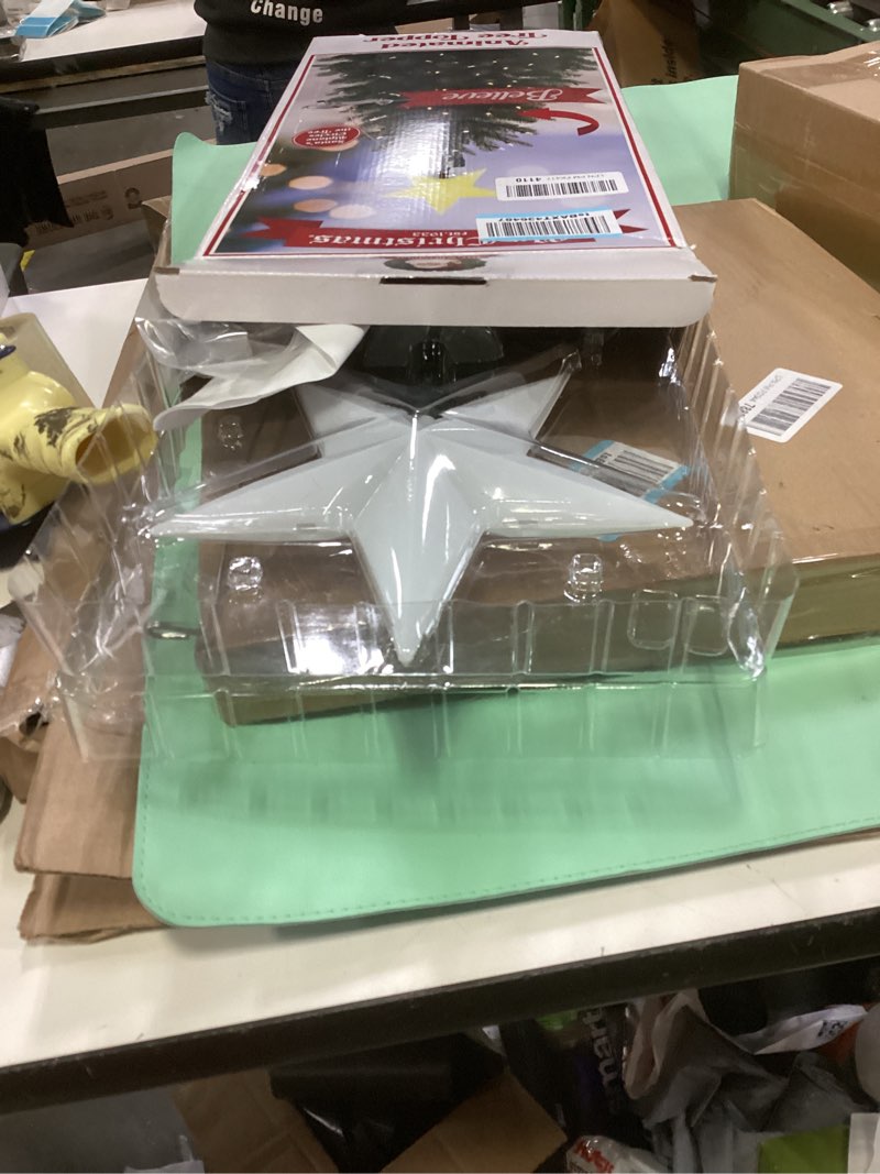 Condition photo showing Good Condition for Mr. Christmas Animated White Santa's Bi-Plane Christmas Tree Topper with Banner, Illuminated LED Star, Velcro Straps to Easily Attach, 21.75 Inches White Santa in Plane