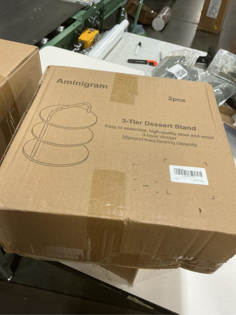 Condition photo showing New/Like New for Aminigram 2 Pack Wooden Cupcake Stand, 3 Tier Large Cupcake Tower Stand 50 Cupcakes, Dessert Stand Cupcake Display Stand Cupcake Tower for Party, Wedding, Birthday, Halloween, Farmhouse Decor Double-tube cake stand