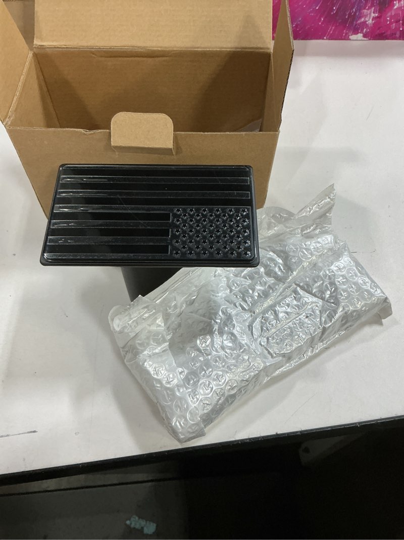 Condition photo showing Good Condition for American Flag Metal Trailer Hitch Cover for 2 Inch Receivers with 5/8-Inch Heavy-Duty Trailer Hitch 