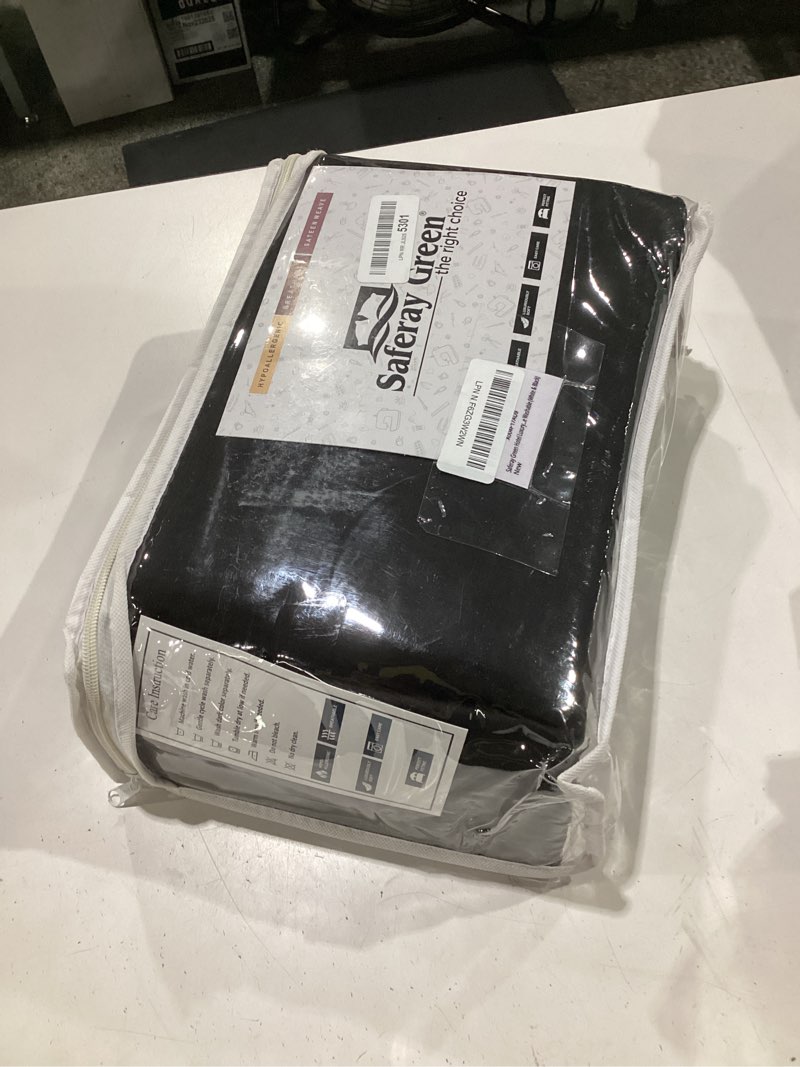 Condition photo showing Good Condition for hotel luxury 3pc duvet cover set-850 thread count 100% organic cotton premium two tone bedding collection king size 104 x 92 inches machine washable (white & black)