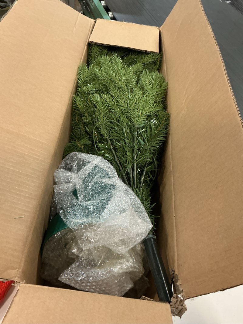 Condition photo showing Good Condition for National Tree Company 3 ft Pre-Lit Hampton Spruce Mini Artificial Christmas Tree, 100 Clear Lights, 579 Tips, Green Growers Pot