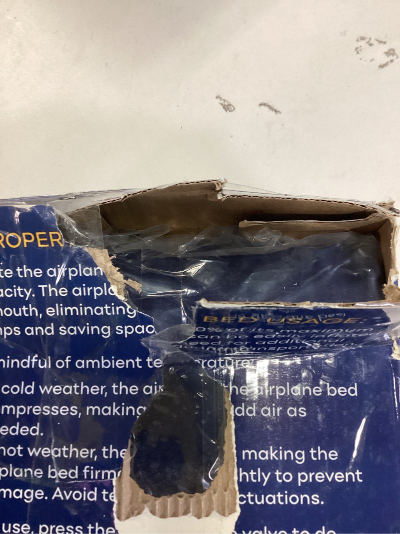 Condition photo showing New/Like New for LUMARA Toddler Airplane Bed - Inflatable Airplane Bed for Toddlers, Plane Baby Mattress for Kids - Blow Up Air Mattress for Child Flight Sleep with Safety Belt, Innovative Valves, No Pump Needed Blue