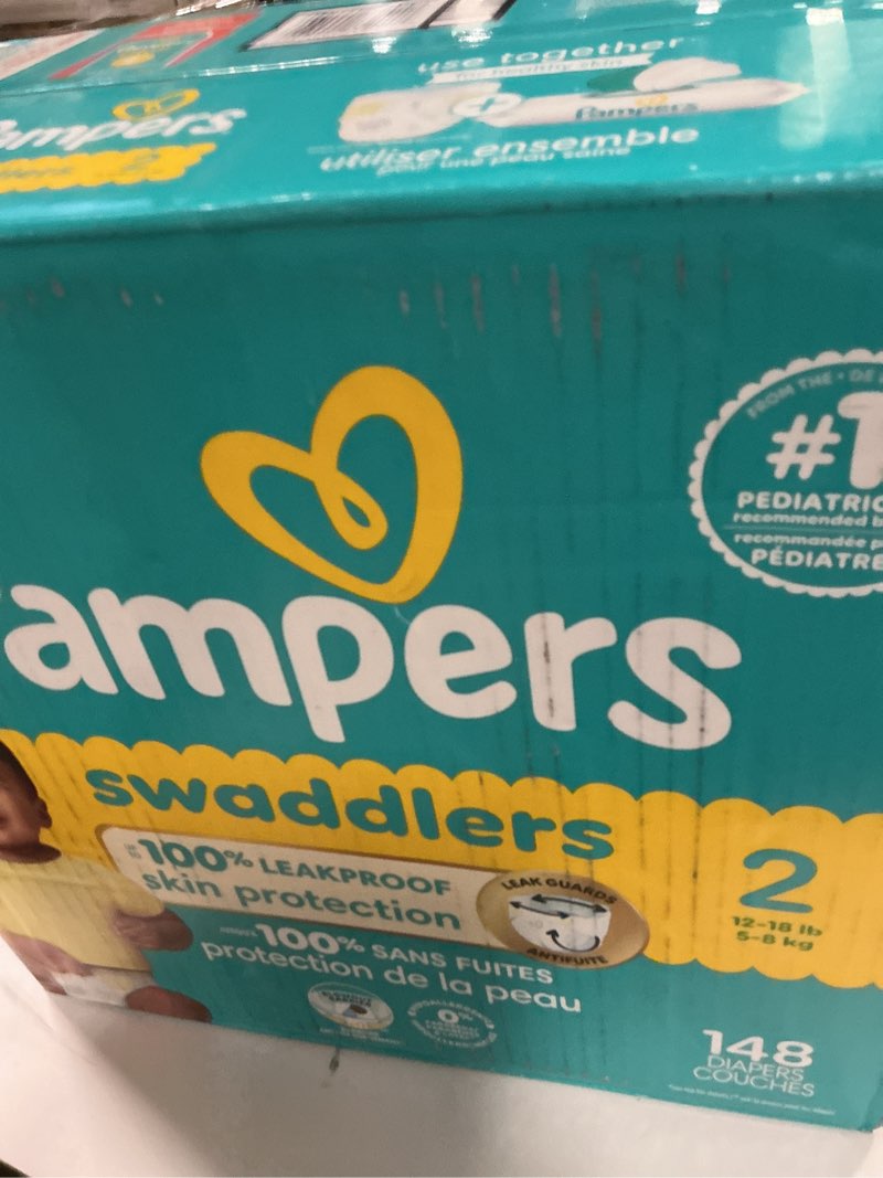 Condition photo showing New/Like New for Pampers Swaddlers Diapers, Size 2 (10-22 lbs), 148 Count, Absorbent, Keeps Baby Dry and Comfortable, Skin Safe Disposable Baby Diaper (Packaging May Vary)