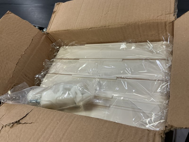 Condition photo showing Good Condition for 4 tier plastic storage bins with lid 23qt, stackable storage containers with wheels, folding storage boxes, collapsible storage bins, closet organizers and storage for living room,office,dorm white 4-tier 23qt