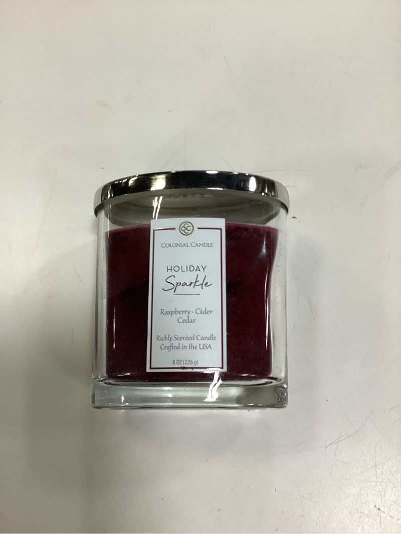 Condition photo showing New/Like New for Colonial Candle Holiday Sparkle Scented Jar Candle, Classic Cylinders Collection, 2 Wick, Purple, 11 oz - Up to 80 Hours Burn Holiday Sparkle 11 oz