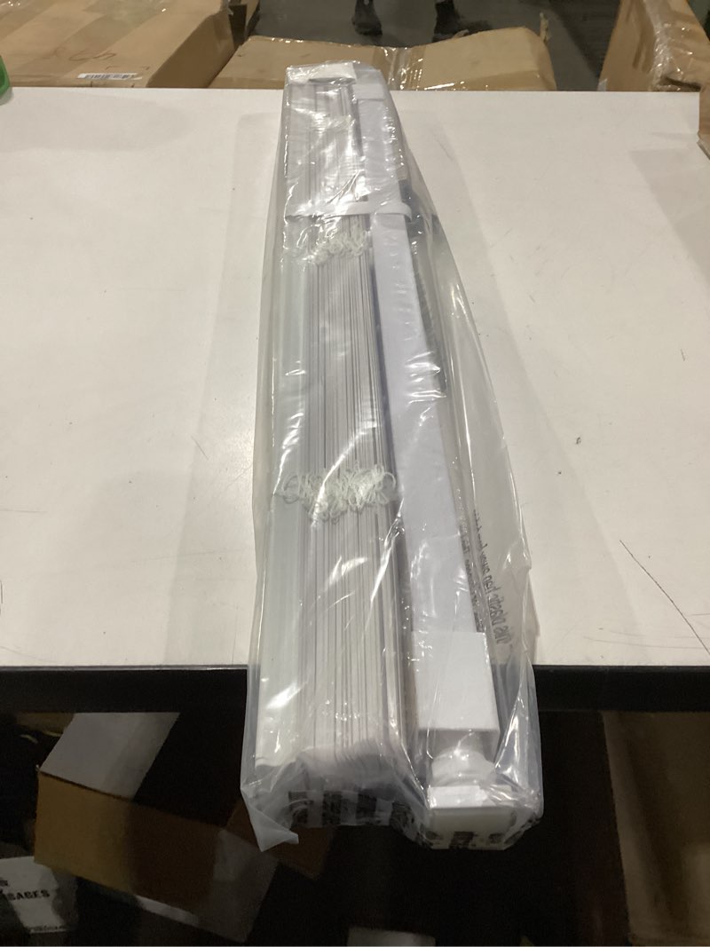 Condition photo showing New/Like New for lazblinds no tools no drill 1" vinyl mini blinds, cordless blinds for windows, light filtering horizontal window blinds & shades, 29" w x 64" h, white cordless-white 29" w x 64" h
