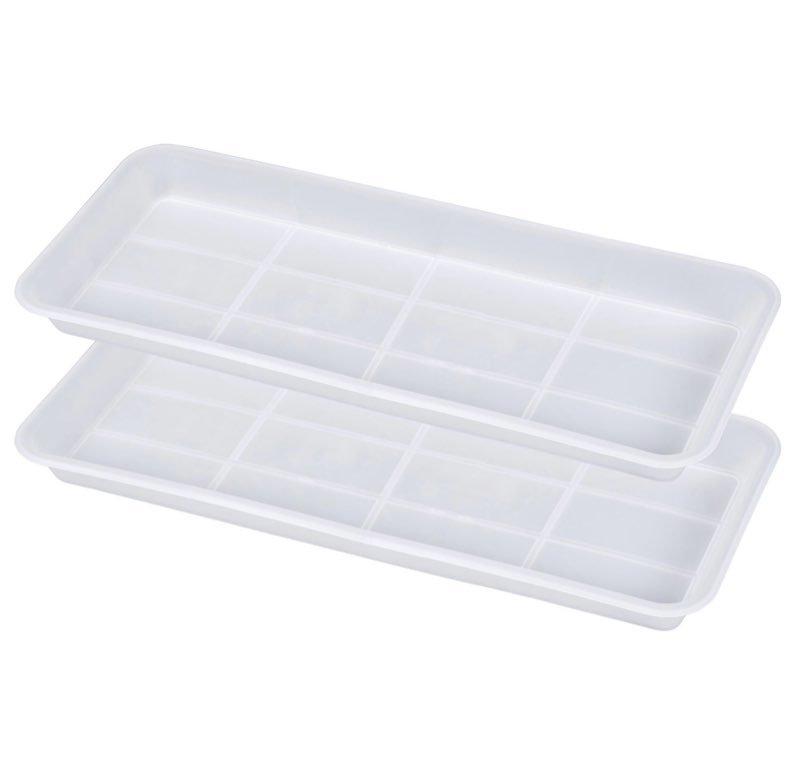 VUWEZ 2 Pack of Plastic Plant Tray Saucer Rectangular 24 inch, Plant Trays Saucers for Indoors Outdoor, Plant Water Drip Tray for Flower Pot Planter, Windowsill Plant Tray (8 X 24'', Clear)