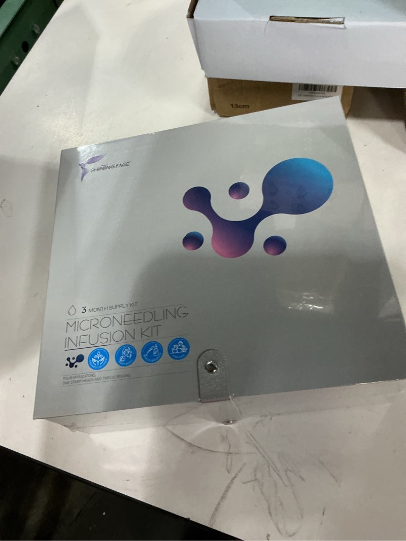 Condition photo showing New/Like New for ( exp :23/01/2029) micro infusion skincare system - 0.25mm facial stamp with collagen peptide & hyaluronic acid serum for at home glow and anti-aging- 3 month supply white