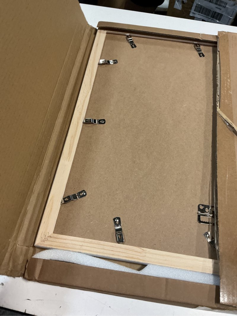 Condition photo showing Good Condition for 20x20 wood frame white, modern natural woodgrain 20x20in picture frame, rustic wooden 20 x 20 inch gallery wall photo poster frame with hd plexiglass, horizontal vertical wall mounting display 1pcs white 20x20