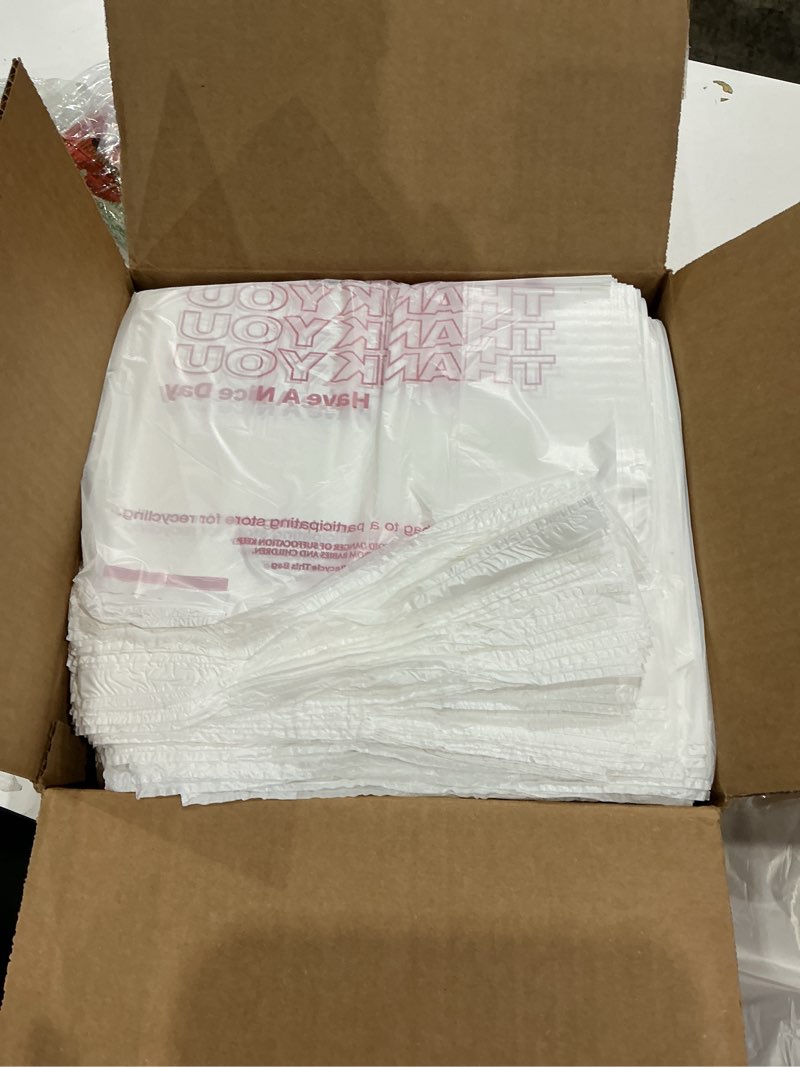 Condition photo showing Good Condition for fuxury 1000 count thank you plastic bags (11.5" x 6.5" x 21") white, t-shirt, grocery, take out, to go, retail shopping bags in bulk (made in usa) white 1000 count