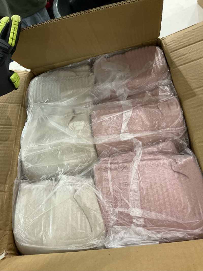 Condition photo showing Good Condition for Fleece Throw Blankets 6 Pack Bulk Solid 50 x 60 inch Kids Blanket Lightweight Warm Soft for Pet Cozy Travel Blankets Airplane Small Throws Camping Gifts Cream Pink Room Decor Pink and Beige Pack of 6 - 50 x 60 inch