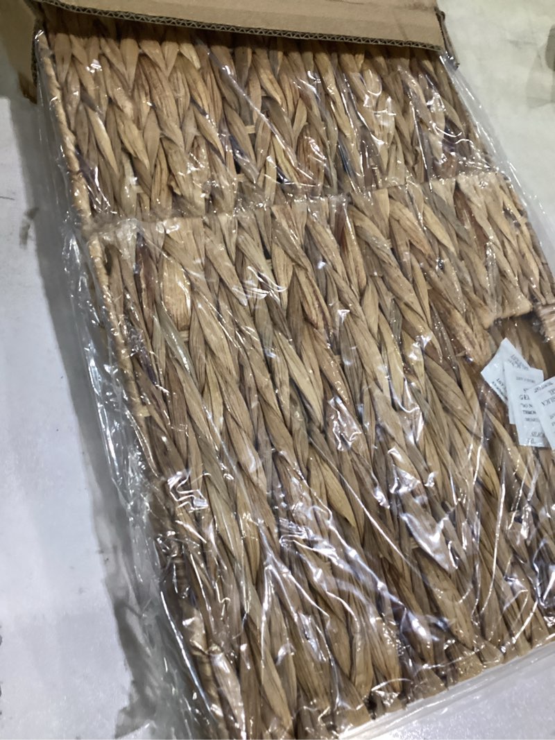 Condition photo showing Good Condition for water hyacinth storage baskets 11x11x11 inch wicker storage cubes set of 2baskets,handwoven foldable wicker cubes with sturdy handles, rustic laundry organizer for bedroom shelves, kitchen, bathroom
