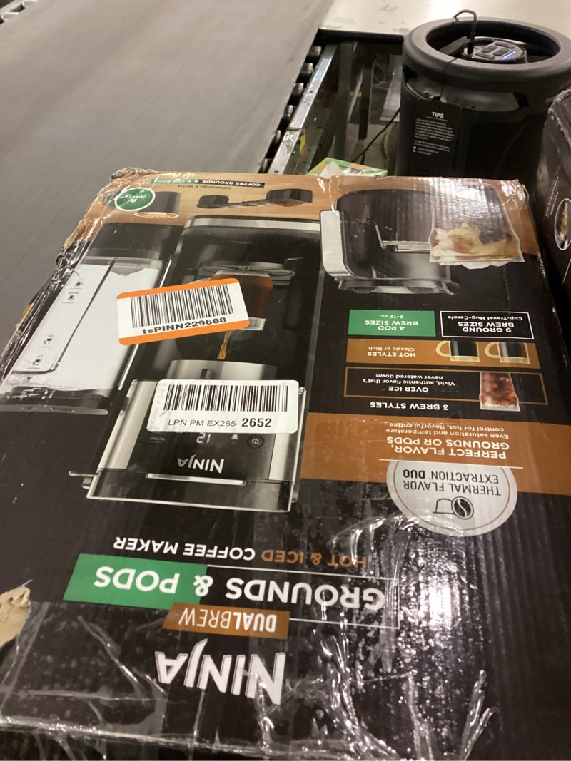 Condition photo showing As Is for Ninja | Drip Coffee Maker | DualBrew Pro Hot & Iced Coffee Machine | Use with K-Cup Coffee Pods | 3 Brew Styles (Classic, Rich, & Iced) | 60oz Removable Reservoir & Dishwasher Safe | Black | CFP101 Paper Filter