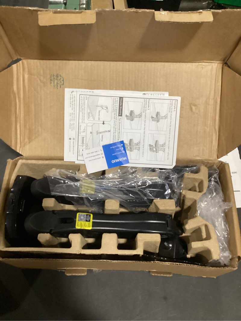 Condition photo showing Good Condition for HUANUO Dual Monitor Stand, Fully Adjustable Gaming Monitor Desk Mount for 13–32? Computer Screens, Full Motion VESA 75x75/100x100 with C-Clamp & Grommet Base, Each Arm Holds 4.4 to 19.8 lbs Black 13-32 Inch