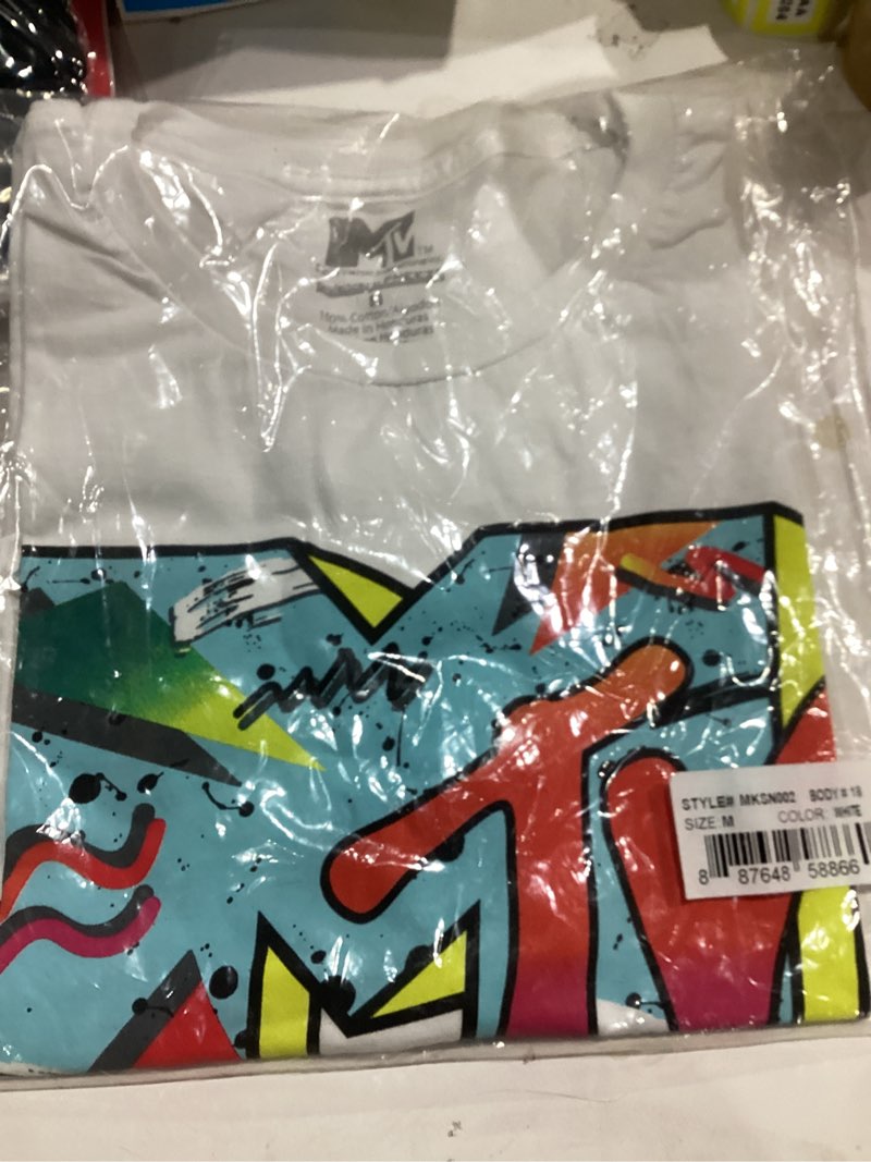 Condition photo showing New/Like New for MTV Mens Retro Logo T-Shirt Small Retro White