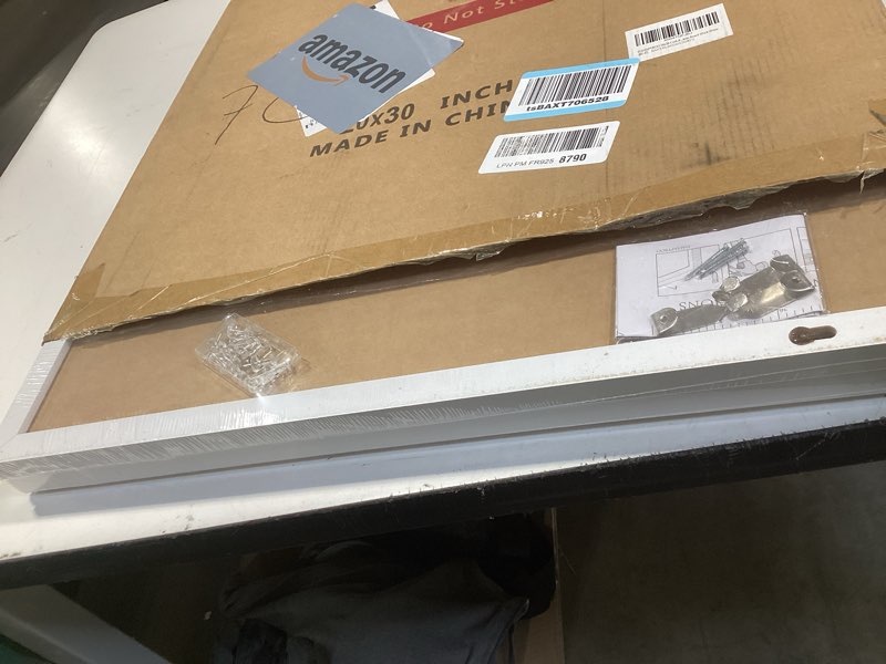 Condition photo showing Good Condition for cork board with linen white 2pack,bulletin board 30"x20" hanging corkboards for office home school message board or vision board decoration. white-2p 20x30