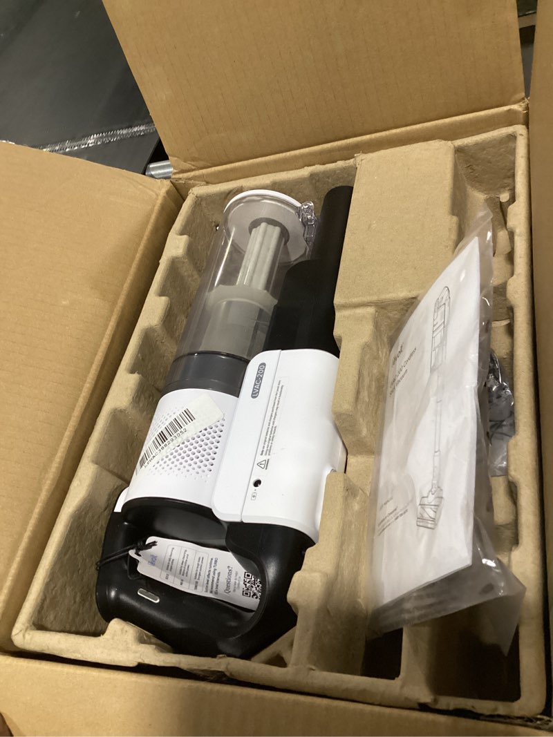 Condition photo showing As Is for levoit cordless vacuum cleaner, stick vac with tangle-resistant design, up to 50 minutes, powerful suction, rechargeable, lightweight, and versatile for carpet, hard floor, pet hair, lvac-200 lvac-200 essential