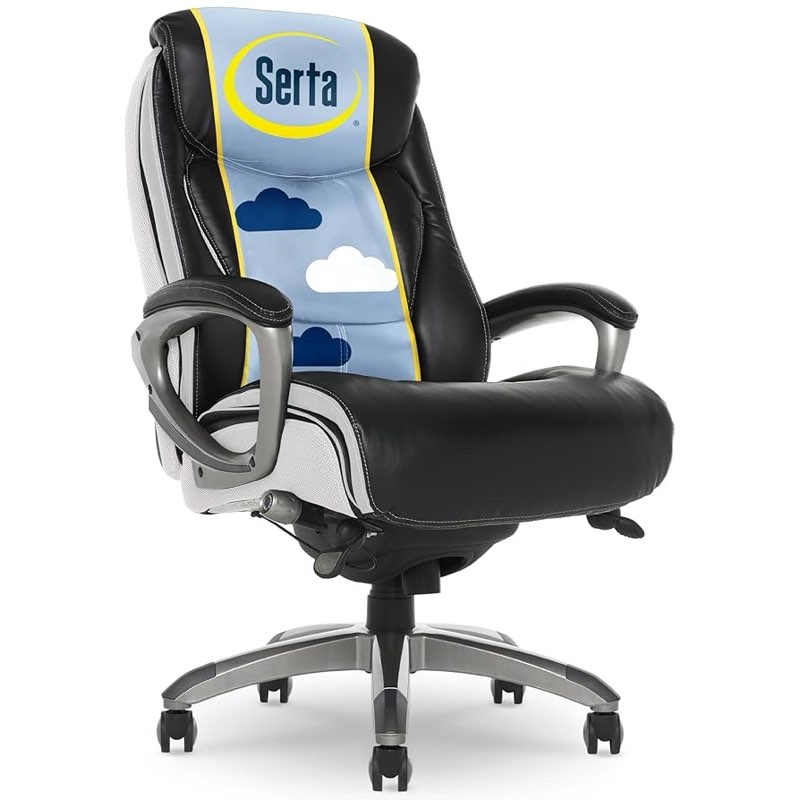 Serta Lautner Executive Home Office Desk Chair, Ergonomic High-Back with Adjustable Lumbar & Body Pi