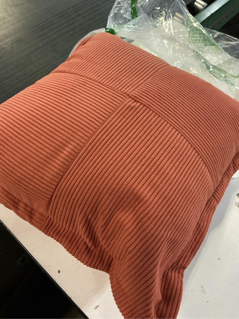 Condition photo showing Good Condition for mainstays rust corduroy velvet 18x18 decorative throw pillow