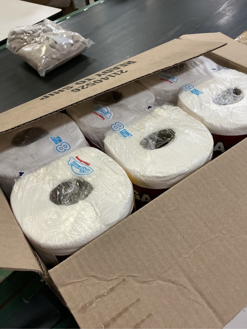 Condition photo showing New/Like New for charmin ultra soft cushiony touch toilet paper, 24 family mega = 123 regular rolls, white family mega 24 rolls (267 sheets)