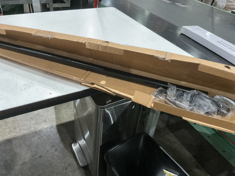 Condition photo showing Good Condition for ivilon curtain rod for windows 72 to 144 inch – 1 inch telescoping drapery rod, 3 long sections, end cap finials, black