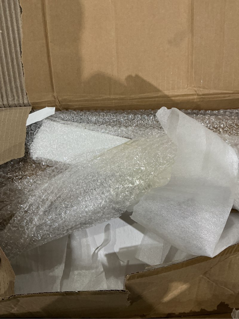 Condition photo showing Good Condition for 36in x 84in white sliding barn door with 6.6ft brushed nickel barn door hardware kit & handle, 5-panel, pre-drilled holes easy assembly, water-proof pvc surface 36"x84" door + 6.6' track kit white/silver