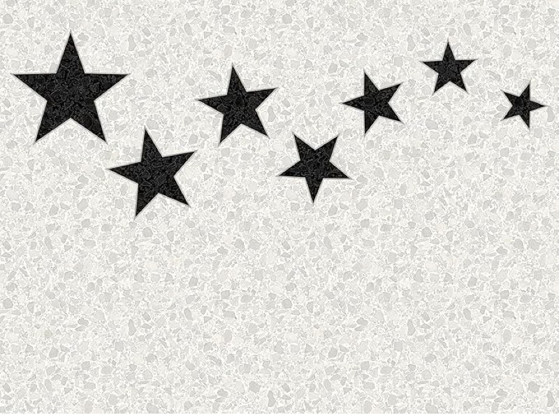 ASTM3918 Terrazzo Stars Black on Dove Grey Wall Mural