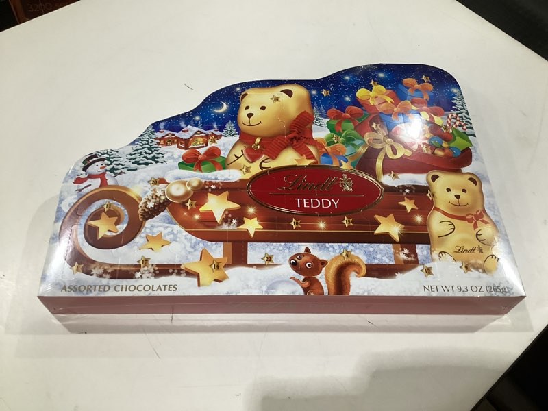 Condition photo showing New/Like New for Lindt TEDDY Sleigh Assorted Chocolate Advent Calendar, Box of Assorted Chocolates, 9.3 oz. Box Assorted Chocolate Candy 9.3 oz