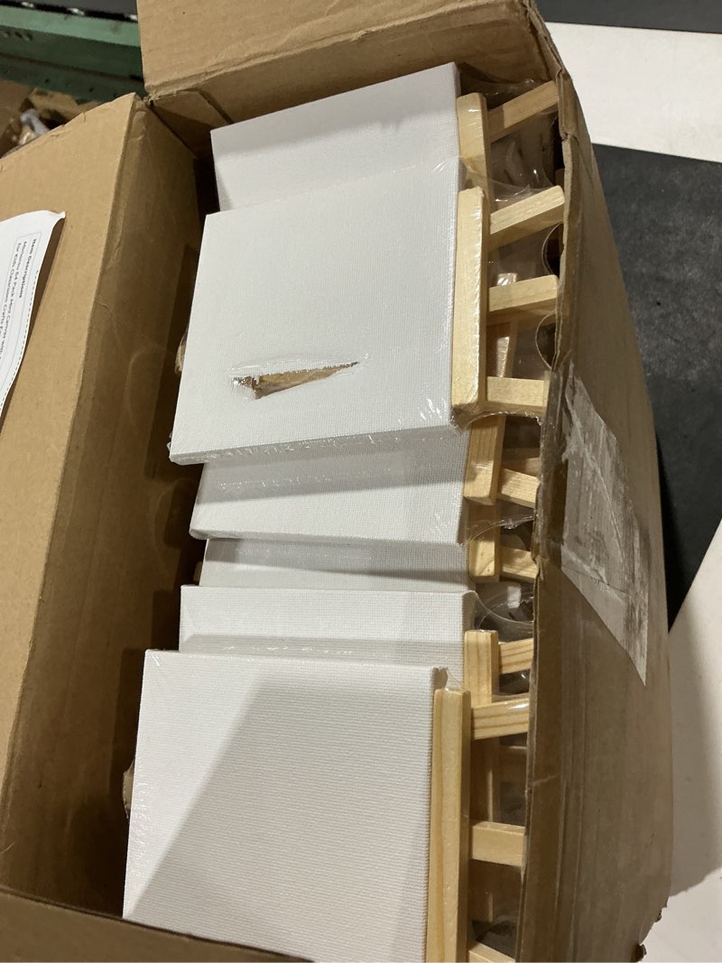 Condition photo showing Good Condition for mimorou 64 pack mini canvas with easel sets for painting small art stretched canvas panels pack with sturdy wood display easel for kids classroom crafts easter party favors & gifts (4 x 4 inch) 4 x 4 inch 64