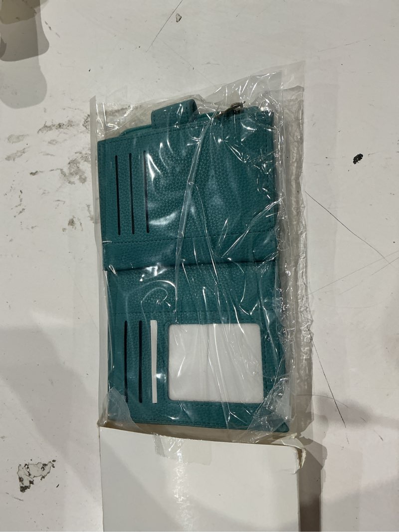 Condition photo showing Good Condition for airkit small wallet women rfid blocking leather bifold compact card holder wallet for women with zipper coin pocket 4 id window teal blue