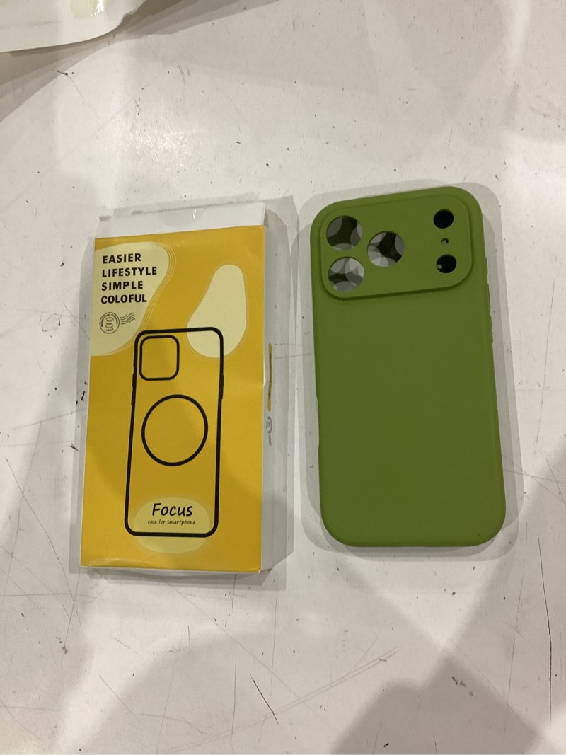 Condition photo showing New/Like New for magnetic for iphone 17 pro case [compatible with magsafe] [premium silicone satin-smooth touch] slim shockproof anti-scratch microfiber lining case, 6.3 inch, cedar green cedar green iphone 17 pro 6.3inch